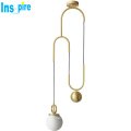 High quality hotel simple light luxury metal brass glass pendant lights LED chandelier